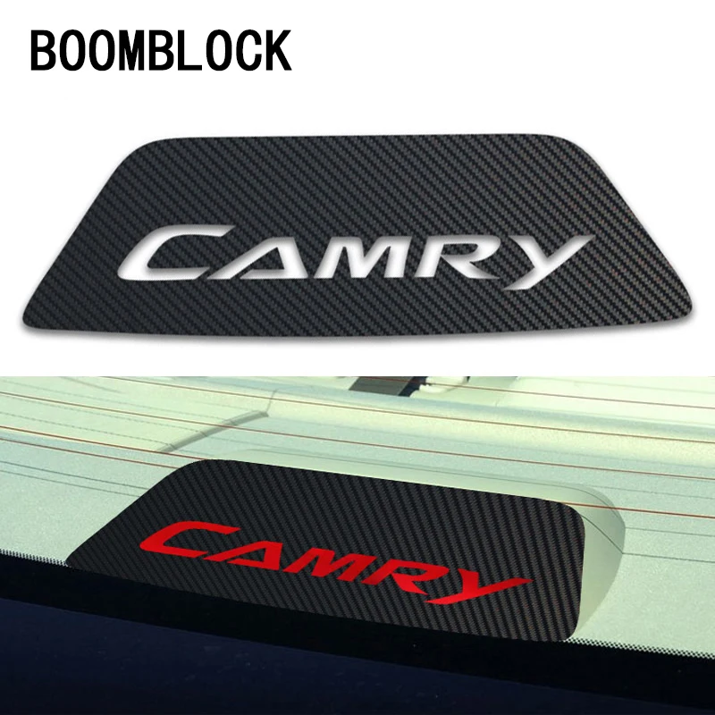 

BOOMBLOCK Car Styling High Brake Light Black Carbon Fiber Emblems Stickers Decals For Toyota Camry Auto Protective Accessories