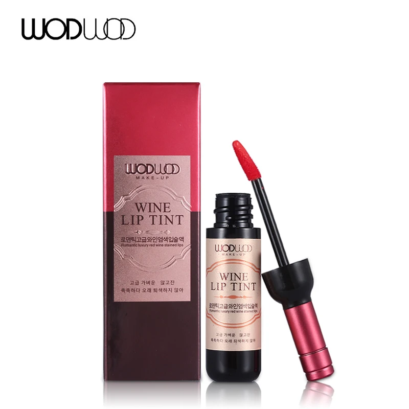 

Red Wine Lip Tint Wodwod Brand Lip Makeup Matte Lip Gloss Long Lasting Waterproof Lipgloss Moisturize Lipstick cosmetic gift 1pc