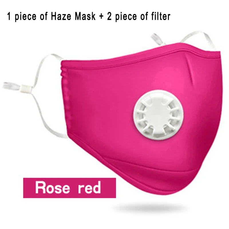 PM2.5 анти-хлопковая маска, дышащая маска для рта, фильтр с активированным углем, респиратор, муфельная маска для лица, противотуманная маска - Цвет: Rose Red