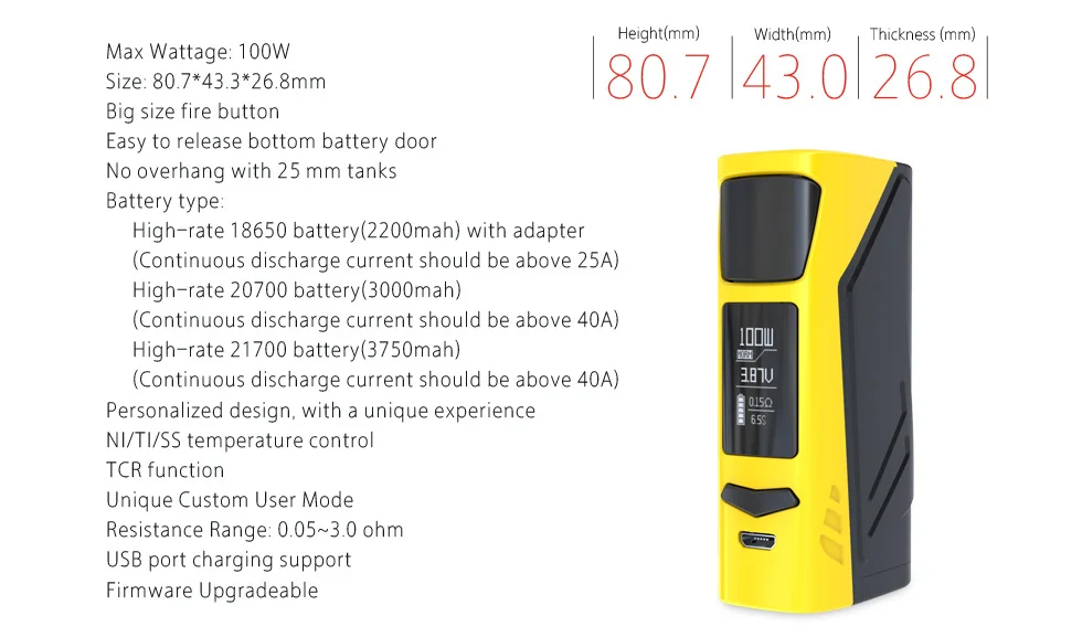 Original IJOY Elite PS2170 Kit 100W E Cigarette Box MOD Elite PS2170 Vape and 3.2ml Tank with CAM1 Coil and 21700 Battery 011