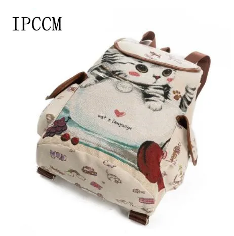IMIDOCasual холст школьный рюкзак Для женщин прекрасный кот печатных Drawstring подросток