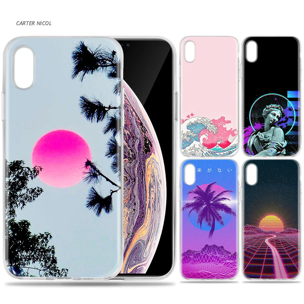 

Case for iPhone 7 8 6 6s Plus 5 5S SE 5C X XS MAX XR Silicone Coque Cases Cover Vaporwave Aesthetics