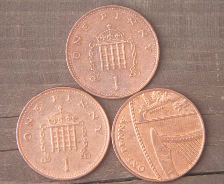 

20mm 3 PCS SET COINS OF UK ONE PENNY USED CONDITION England United Kindom