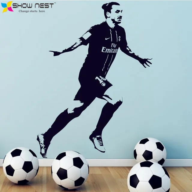 Affiche Zlatan Ibrahimovic PSG Football Vinyle Wall Sticker Home Decor Wallpaper,Garçons Chambre Papier Peint