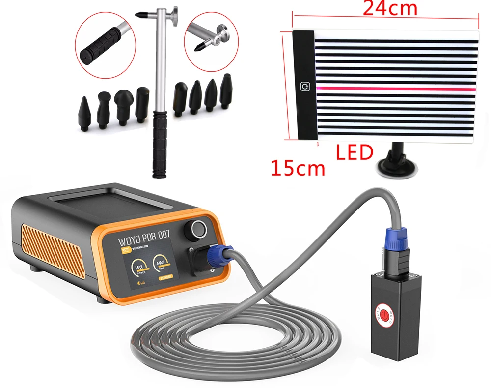 WOYO PDR007 PDR Инструменты для ремонта краски вмятин инструмент индукционный нагреватель для удаления вмятин набор гаражных листов металлические инструменты+ PDR свет