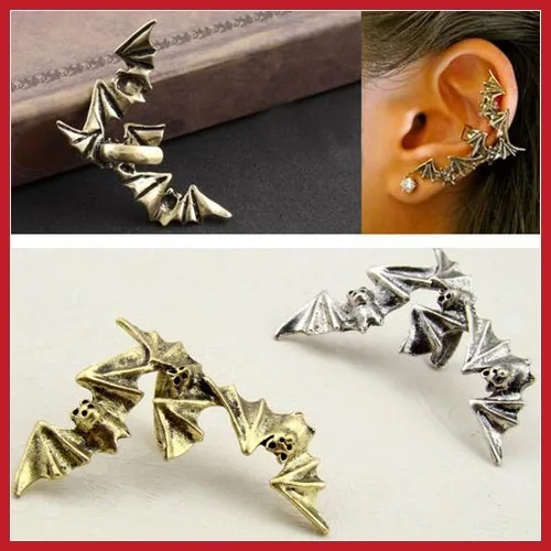 2014 Brand New dollarkey 1PCS Gothic Style Punk Vintage Bat No Ear Hole Hook Clip Earring High Quality Cheapest |