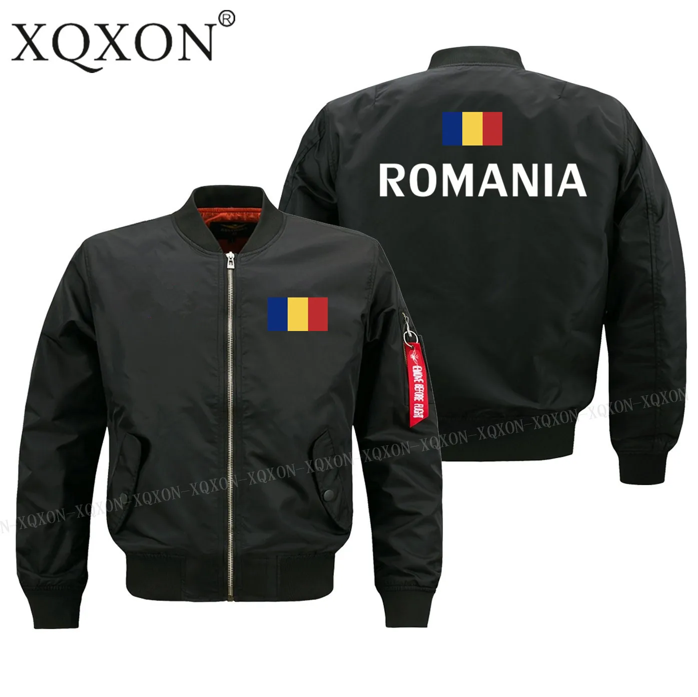 Buy XQXON Autumn Winter Bomber Jacket Romania flag