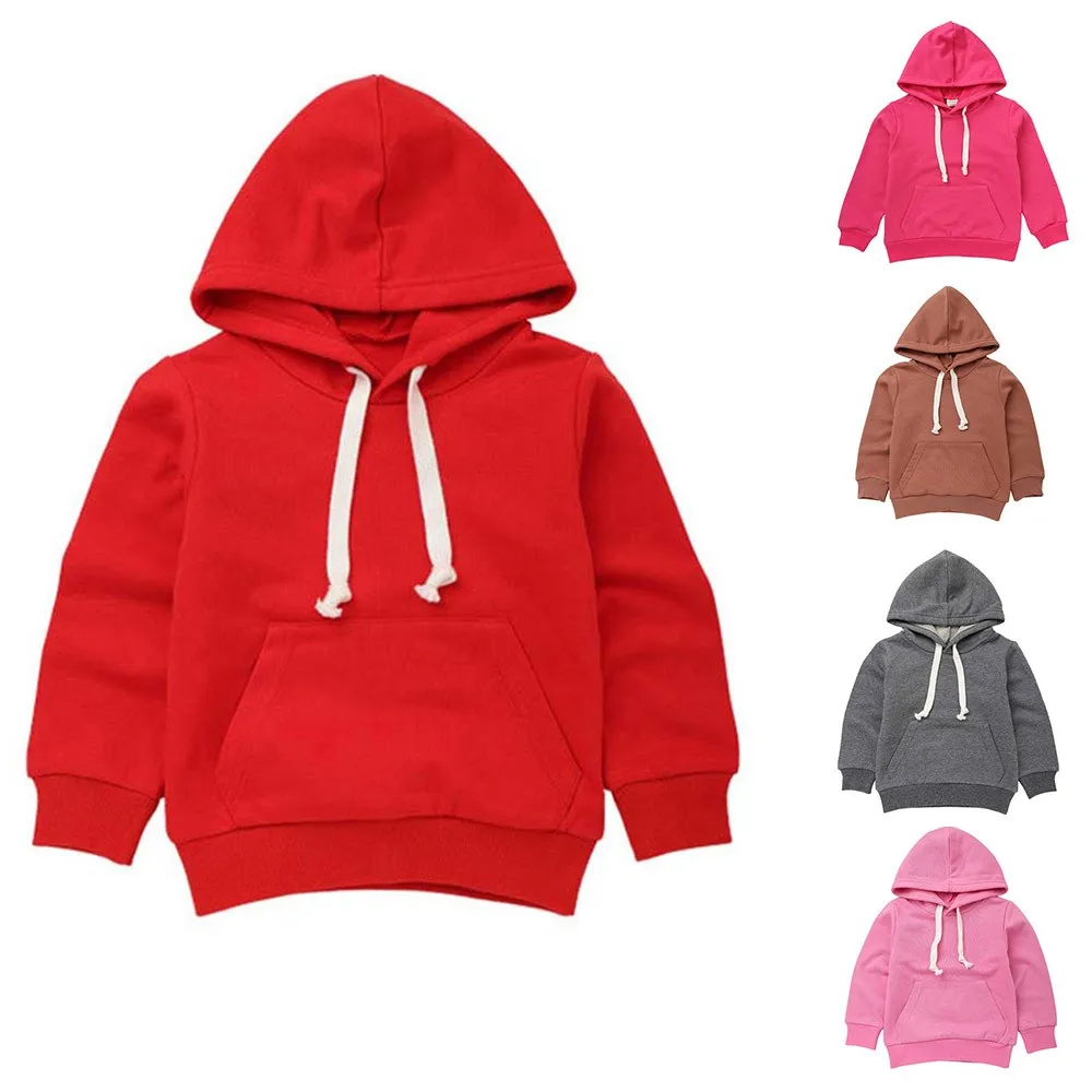 Осенняя одежда для маленьких мальчиков и девочек; детский однотонный пуловер с карманами для мальчиков; наряд с капюшоном; Верхняя одежда; vetement enfant