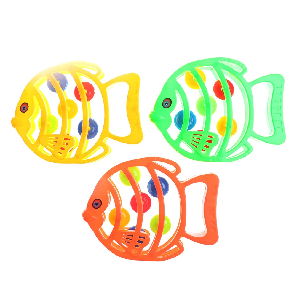 1 шт. Kawaii ABS рыбы погремушка 3-6-12 месяцев Дети раннего образования игрушки ребенка успокоить подарки Цвет случайный оптовая продажа