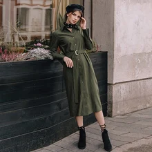 Vintage Striped Bandage Dress Women 2018 Autumn Winter Long Sleeve Button Shirt Dress High Waist Mid-Calf Office Lady Dresses button up shirred waist striped dress