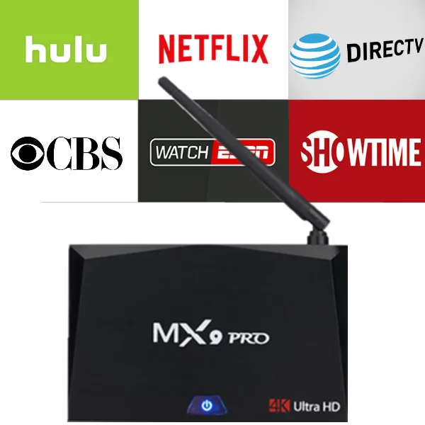 MX9 Pro 2G16GB Android 7,1 коробка с 1 год Netflix/HULU/Directv/CBS учетной записи гарантия Работа в телеприставке Smarttv смартфон