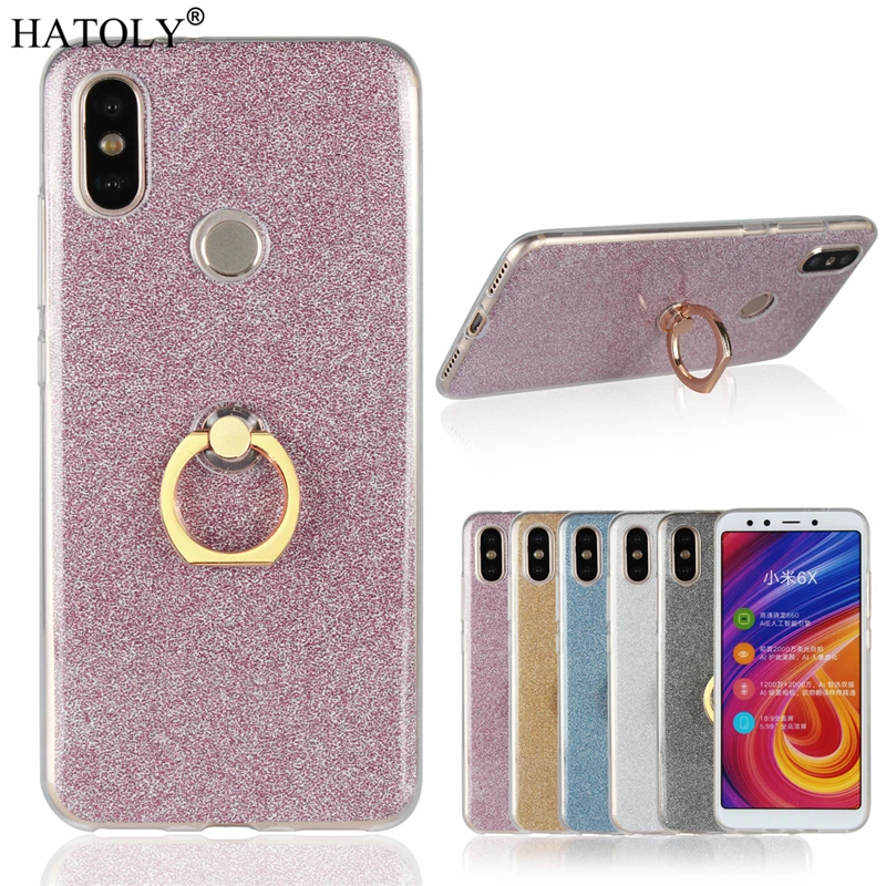 HATOLY Bling кольцо держатель чехол для Xiaomi mi A2 6X прозрачный блеск Чехлы мягкие