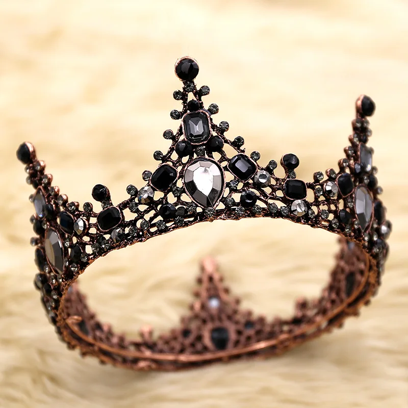 Горячая барокко Винтаж Кристалл, свадьба, для новобрачных Tiaras повязка на голову черная принцесса Корона конкурса красоты свадебные аксессуары для волос M30 - Окраска металла: Gold