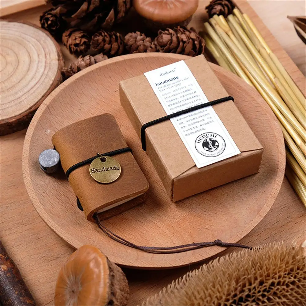 

Vintage Notebook Stationery Mini Cowhide Cover Portable Retro Bandage Notepad Traveler Journey Daily Diary Notebook Stationary