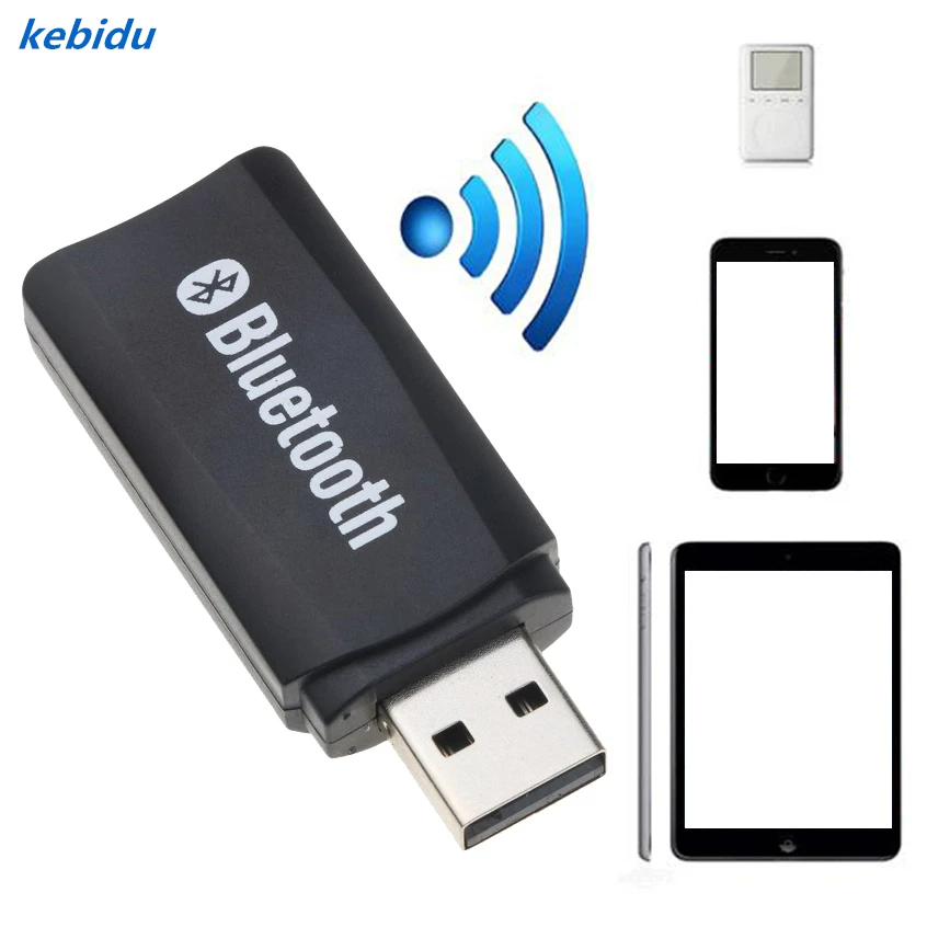 kebidu Wireless USB Bluetooth Music Audio Stereo A2DP Dongle Stereo Receiver Adapter Car Kit for Car AUX Android/IOS 3.5mm Jack