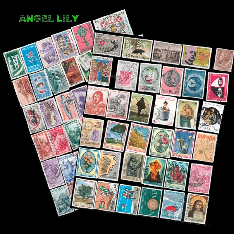 48 PCS/Lot Italian Postage Stamps With Post Mark For Collection