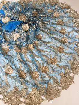 

Embroidery designs polyester high quality african cord lace Lake green french lace fabric latest nigerian laces