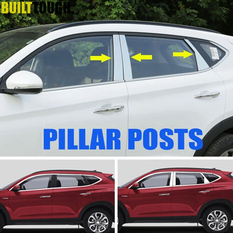 

For Hyundai Tucson 2016 2017 2018 Chrome Side Door Window Pillar Post Posts Cover Trim Stainless Molding Garnish Decoration 6pcs