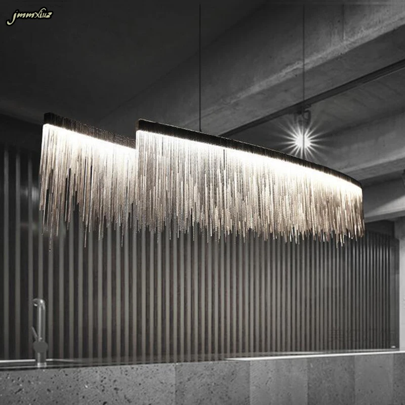 

Modern designer decorative chandelier Nordic tassel restaurant luxury hotel engineering chain living room art lighting