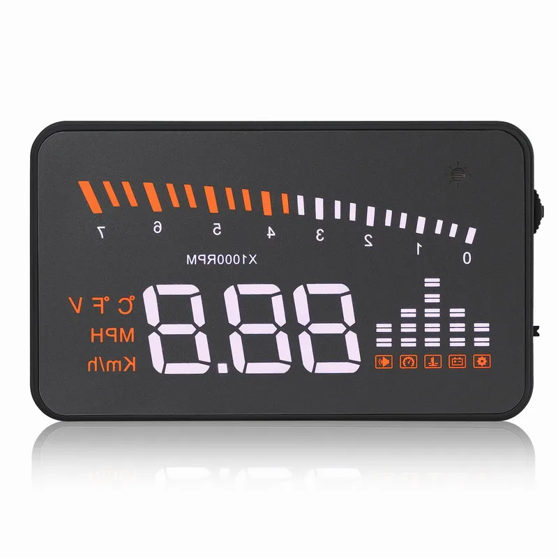 X5 Car Head Up Display 3 inch HUD Vehicle OBD II Car Driving Speed Warning Auto Electronic Alarm Voltage Windscreen Projector