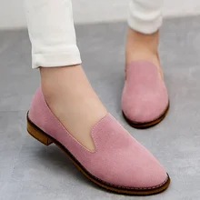 England Style Casual Fashion Women Shoes Retro Nubuck Leather Shoes Woman Flats Comfortable Round Toe Shoes Size 36-39