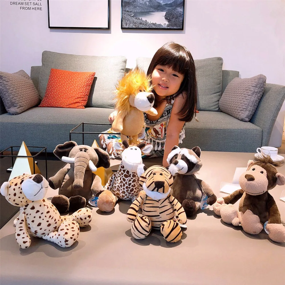 

1pcs 25/35cm Cute Animal Forest Animals Lion Elephant Monkey Plush Toy Stuffed Doll Birthday Presents For Children Kids