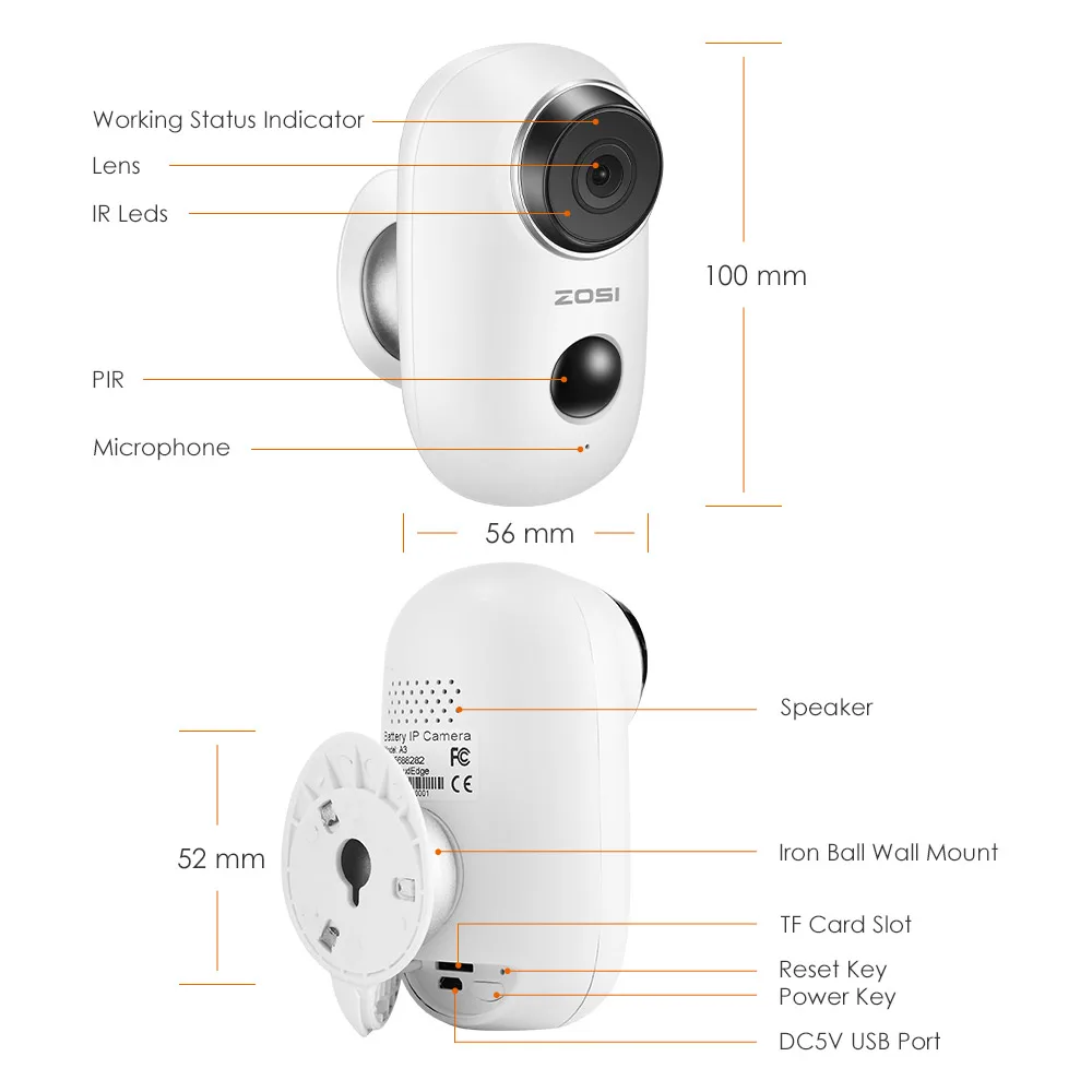 ZOSI безпроводная аккумуляторная батарея IP Wifi камера 720P наружная внутренняя Водонепроницаемая IP65 CCTV камера безопасности широкий обзор