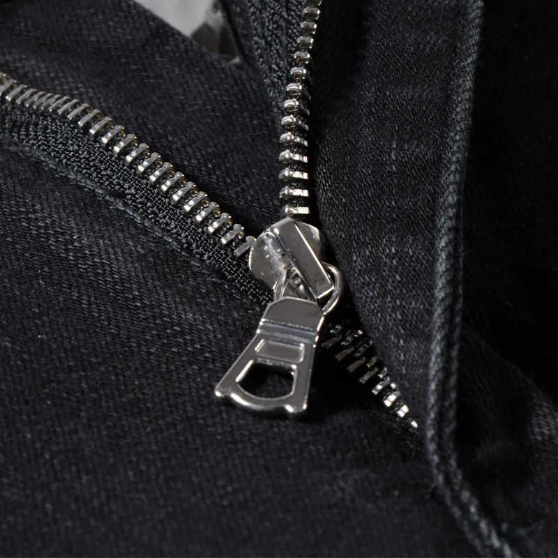 Fashion Designer Men Jeans Black Color Slim Fit Elastic Ripped Jeans Men Destroyed Leather Patch Streetwear 5