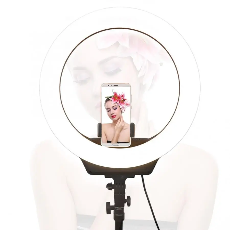 16 дюймов 38 Вт двухцветный 3000-6500 K Dimmable Make Up светодиодный кольцевой светильник с ЖК-дисплеем USB порт