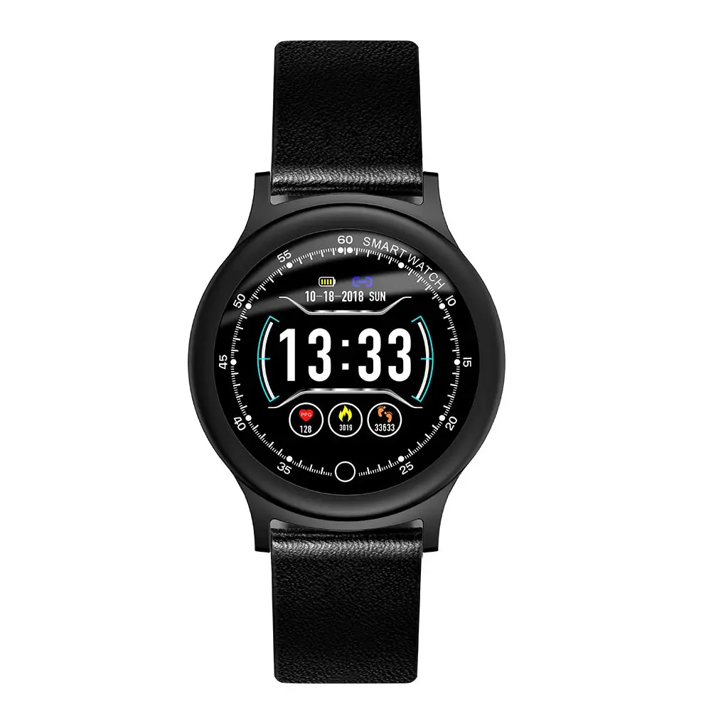 Умные часы TimeOwner Q28, мульти спортивный фитнес-трекер, шагомер, монитор сердечного ритма, SMS, напоминание, IP68 водонепроницаемый смарт-браслет - Цвет: Black Leather