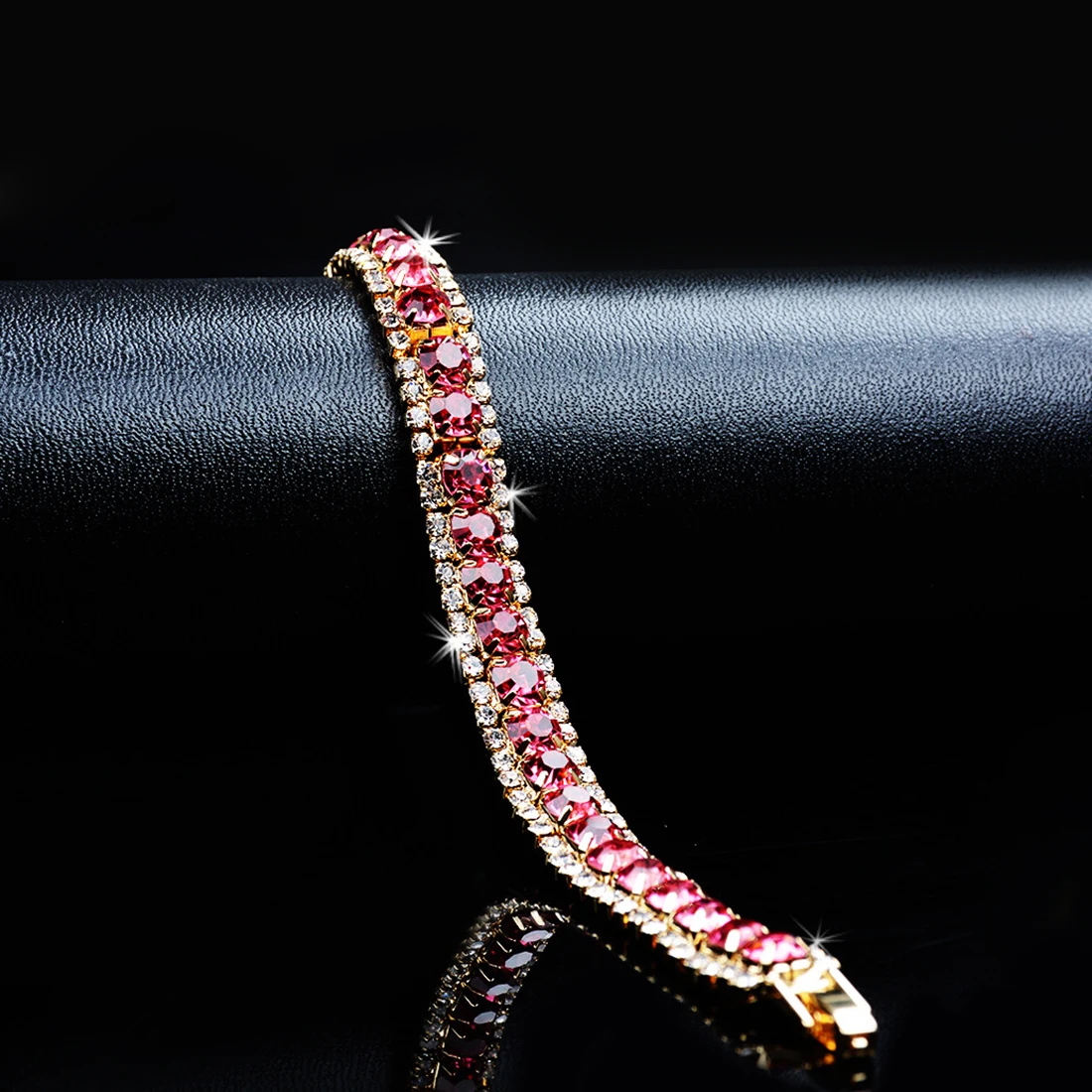 Золотой браслет-цепочка с большим красным камнем для женщин модные украшения подарок на день Святого Валентина