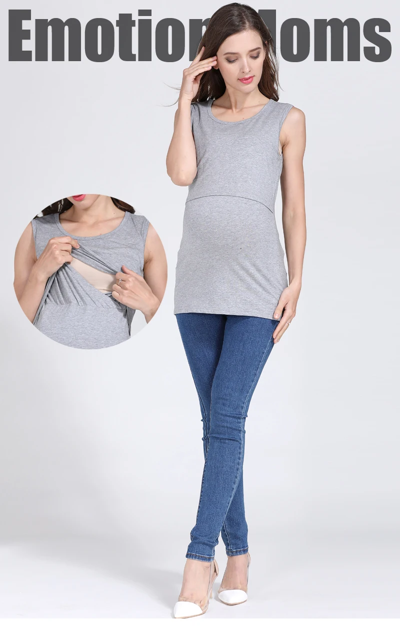 Emotion Moms/модные хлопковые топы для кормящих мам жилет для кормления грудью летние майки для беременных женщин жилет для кормления грудью