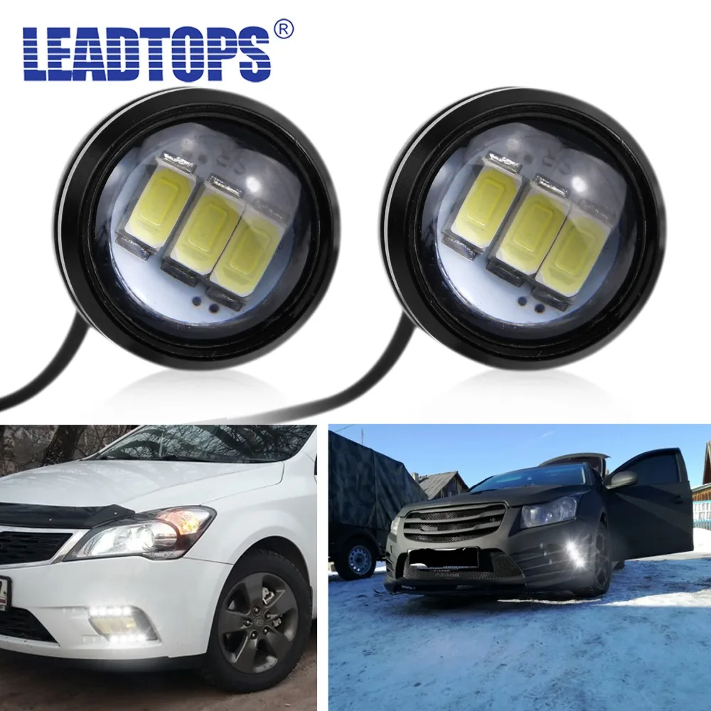 

LEADTOPS 2PCS Car DRL Eagle Eye LED Daytime Running Light Motorcycle Screw Lamp Source Waterproof 5630SMD Car Styling AJ