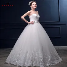 Custom Made Vestidos de Casamento Elegante 2018 A-line Querida Cristal Lace Longo Formal Plus Size Vestido de Casamento Vestido De Noiva TM32