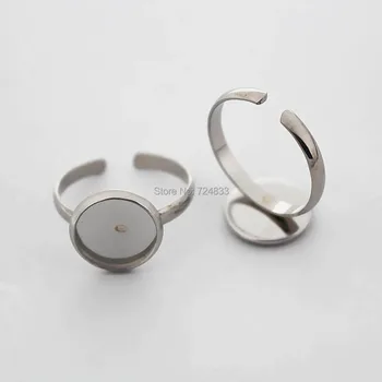 

Stainless Steel Open Ring Settings with 8mm 10mm 12mm Round Smooth Bezel Resin Cabochons Blank Bases DIY Findings Wholesale