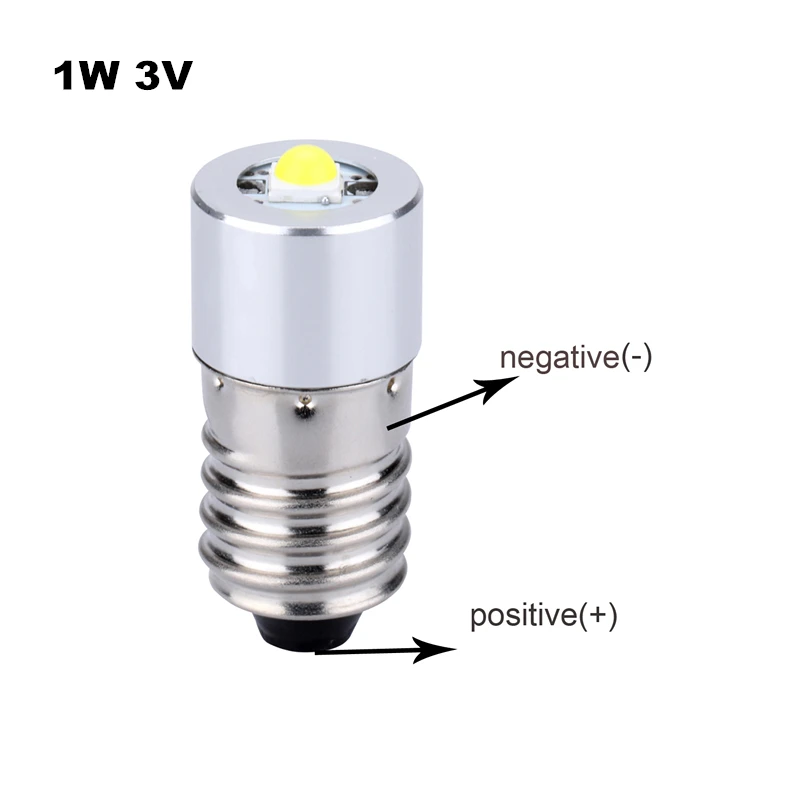 LED 포커스 손전등 교체 전구 토치, 작업등 램프, 60-100 루멘, 퓨어 화이트, DC3V, 4.5V, 6V, E10, 0.5W, 1W