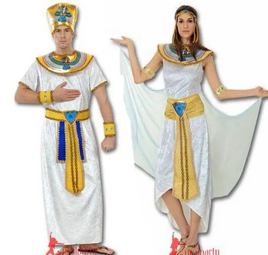 Египетский Косплей-костюмы королевы принцессы Королевского золотого цвета для женщин и мужчин, маскарадные вечерние костюмы на Рождество и Хэллоуин