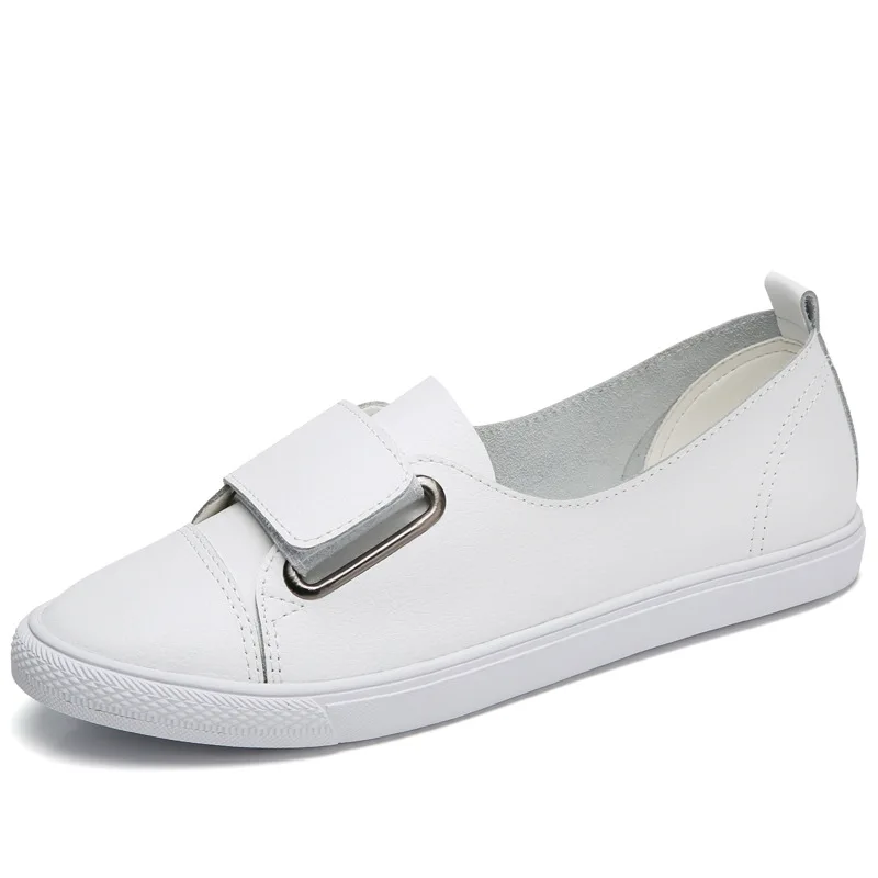

Womens Shoes 2019 New Spring Summer Genuine Leather College Style Casual Flats Student Small White Shoe Fashion Lady Flats