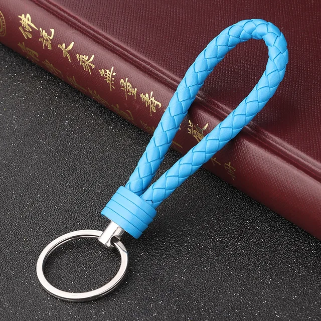 Handmade Knitted Rope Making Leather Rope Keychain for Women Men Rope