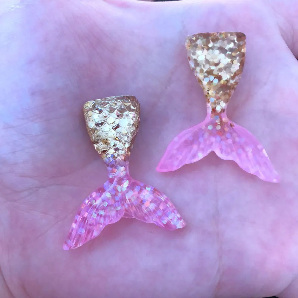 

DIY 4pcs Resin Mermaid Tail Flatback Rhinestone Child Manual Works DIY Scrapbook R395