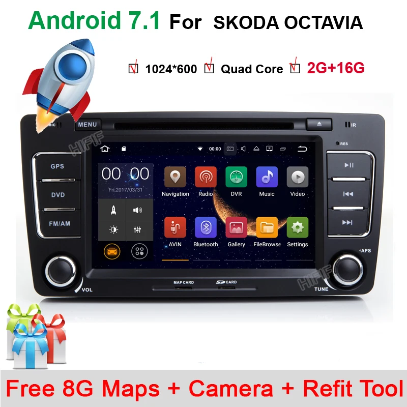 

2Din For Skoda Octavia 2 Steering-Wheel Android Car DVD Multimedia Video Player GPS Navigation Touch Screen mp3 bluetooth