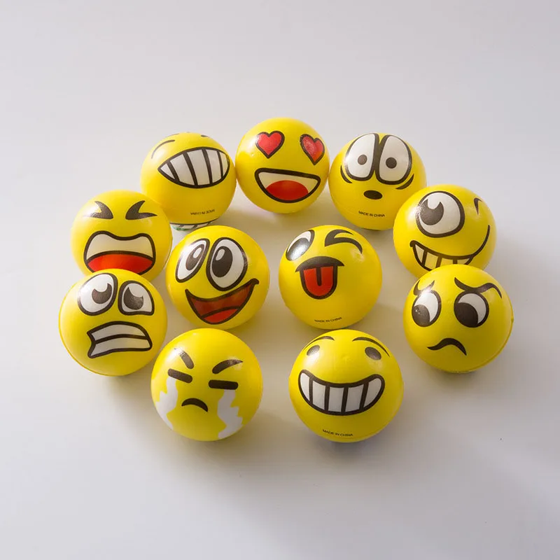 

6.3cm Smiling Face Expression Squeeze Stress Balls Soft PU Outdoor Sports Anti Stress Reliver Relief Toys for Kids Children