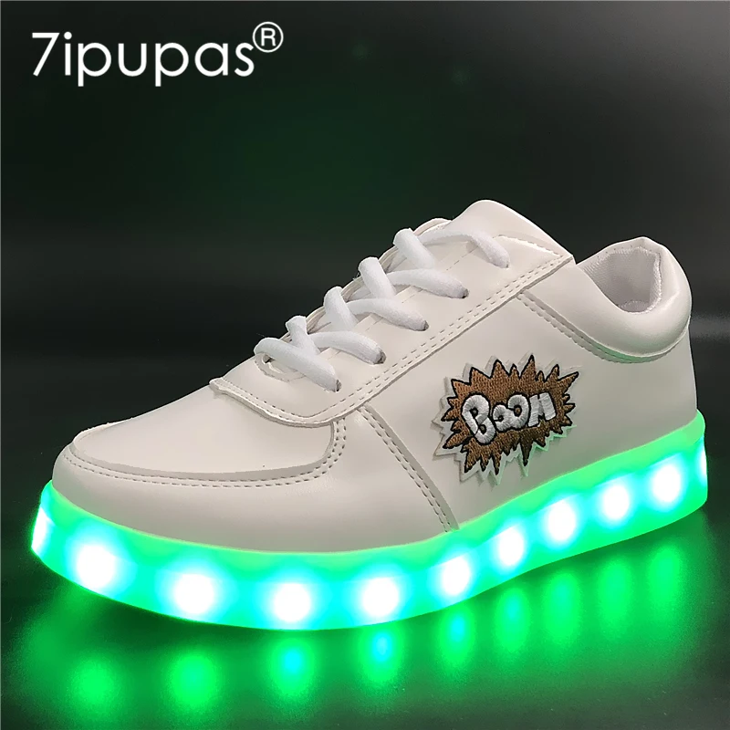 7ipupas европейские размеры 30 44 DIY Led подсветкой светящаяся обувь для мальчиков и