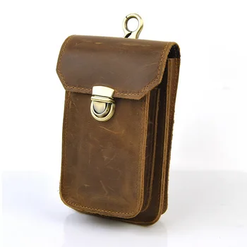 

Men Genuine Real Leather Belt Loop Hook Fanny Bag Waist Pack Vintage Retro Classic Cigarette Bum Case Cellphone Mobile Pouch