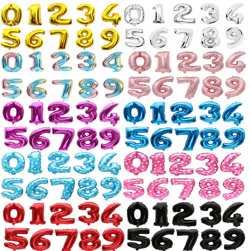 16, 32 дюйма номер Фольга шар розового цвета: золотистый, серебристый синий, меняющие цвет цифровой шарики на день рождения вечерние для украш...