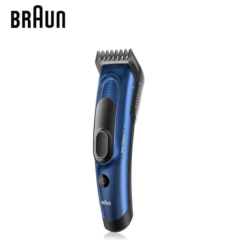 Braun HC5030 Hair Clipper Dual Batteries Corded or Cordedless 2 Dedicated Combs 17 Precise Length Setting 100-240V LED Indicator