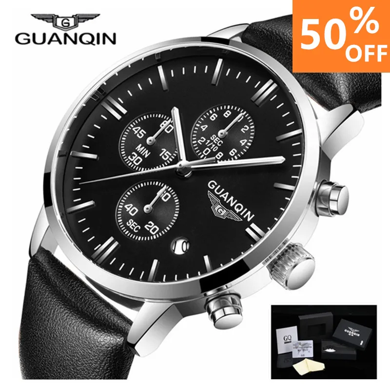 2018 Men Watches Top Brand Luxury GUANQIN Military Sport Luminous Wristwatch Chronograph Leather Quartz Watch relogio masculino 2018 Men Watches Top Brand Luxury GUANQIN Military Sport Luminous Wristwatch Chronograph Leather Quartz Watch relogio masculino