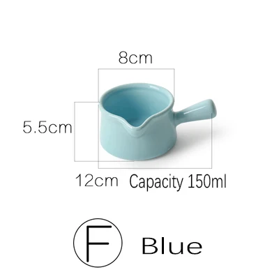 Креативный керамический кувшин для молока макарон, супер милый носик с одной ручкой, соус для расторопши, мини-миска для детского питания, миска для перекуса, блюдце - Цвет: F.Blue