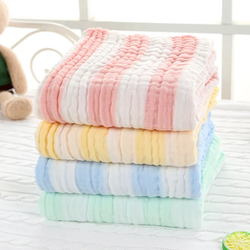 Super Soft 6 Layers Organic Cotton Gauze Baby Blanket with Color