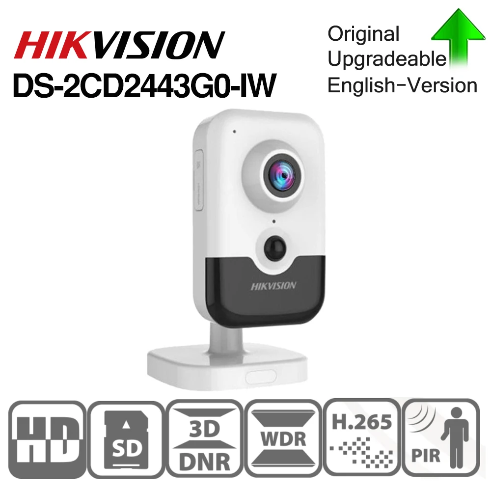 

Hikvision Original IP Dome Camera DS-2CD2443G0-I(W) 4MP IR Fixed Cube WIFI PoE Built-in Speaker built-in mic support onvif